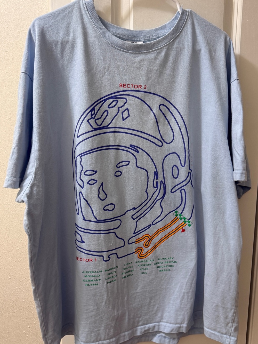 Billionaire boy club Sector 2 Light Blue Graphic Tee - Astronaut Design